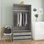 Vidaxl garde - robe gris b�ton 100x50x200 cm bois ding�nierie 800607