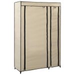Vidaxl garde - robe pliable crme 110x45x175 cm tissu