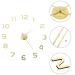 Vidaxl horloge murale 3d design moderne xxl dor dcoration de maison salon 50640