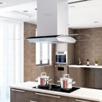 Vidaxl hotte ilot acier inoxydable led aspirante de cuisine hotte chemine 50665