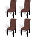 Vidaxl housse de chaise droite extensible 4 pcs marron