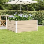 Vidaxl jardini�re acier ivoire 100x100x45 cm ? bac � fleurs r�sistant