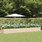 Vidaxl jardini�re bac � fleurs ivoire 480 x 80 x 45 cm ? acier et plastique pour jardin terrasse ou int�rieur ...