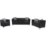 Vidaxl jeu de canap  2 places et  3 places et fauteuil noir