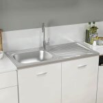 Vidaxl jeu d'evier de cuisine et egouttoir evier encastr lavabo de cuisine maison intrieur argent ...