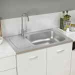 Vidaxl jeu d'evier de cuisine et egouttoir evier encastr lavabo de cuisine maison intrieur argent ...