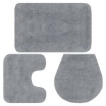 Tapis de salle de bain - vidaxl - 3 pcs - tissu gris - antidérapant - lavable - contemporain Tapis de salle de bain - vidaxl - 3 pcs - tissu gris - antidérapant - lavable - contemporain