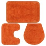 Tapis de salle de bain - vidaxl - 3 pcs - orange - rectangulaire - lavable