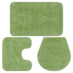 Vidaxl jeu de tapis de salle de bain 3 pcs tissu vert