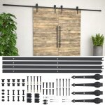 Kit de matriel pour porte coulissante - vidaxl - 2 x 183 cm - acier - noir - design compact