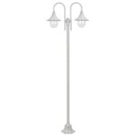Lampadaire de jardin - vidaxl - 2 lanternes - aluminium - 220 cm - blanc chaud