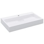 Vidaxl lavabo 80x46x11 cm fonte minrale / marbre blanc
