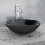 Vidaxl lavabo verre tremp noir lavabo vasque evier  poser salle de bain 142231
