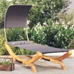 Vidaxl lit repos et auvent 100x200x126 cm bois courb anthracite