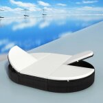 Chaise longue - vidaxl - lit de repos d'extrieur - rsine tresse - noir - 2 personnes