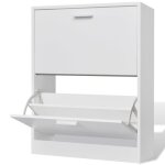 Vidaxl meuble  chaussures en bois avec 2 compartiments blanc