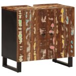 Vidaxl meuble d'vier, armoire de lavabo avec 2 compartiments et pieds, meuble sous lavabo avec rangement ...