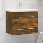 Vidaxl meuble lavabo avec bassin intgr armoire de lavabo rangement meuble de salle de bain intrieur ...