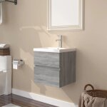 Vidaxl meuble lavabo avec bassin intgr armoire sous lavabo meuble de rangement de salle de bain maison ...