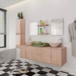 Vidaxl 11 pcs mobilier meuble pour salle de bains avec lavabo et robinet beige 273688 Vidaxl 11 pcs mobilier meuble pour salle de bains avec lavabo et robinet beige 273688