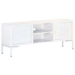 Vidaxl meuble tv blanc 115x30x46 cm bois massif de manguier