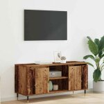 Vidaxl meuble tv en bois ding�nierie 104 x 35 x 50 cm ? 2 portes 2 �tag�res style contemporain