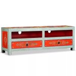 Meuble tv - vidaxl - bois massif - style vintage - peint  la main