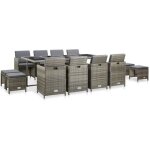 Mobilier de jardin - vidaxl - ensemble 13pcs - résine tressée grise - 8 chaises - 20 coussins Mobilier de jardin - vidaxl - ensemble 13pcs - résine tressée grise - 8 chaises - 20 coussins