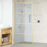 Vidaxl mur de douche walk - in 100 x 195 cm - verre tremp� transparent profil�s dor�s