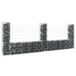 Vidaxl panier de gabion en forme de u avec 3 poteaux mur de soutnement barrire de jardin patio projets ...