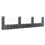 Vidaxl panier de gabion en forme de u avec 4 poteaux mur de soutnement barrire de jardin patio projets ...