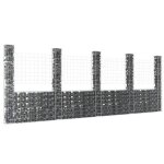 Vidaxl panier de gabion en forme de u avec 5 poteaux barrire de jardin clture en mur de panier dcoration ...