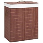 Vidaxl panier  linge avec 2 sections bambou marron 100 l 320748