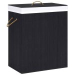 Vidaxl panier  linge avec 2 sections bambou noir 100 l 320746