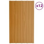 Vidaxl panneaux de toiture 12 pcs acier galvanis bois clair 80x45 cm 317207