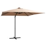 Vidaxl parasol de jardin en porte -  - faux avec lumires led et mt en acier, pare - soleil de patio, ...