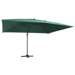 Vidaxl parasol de jardin en porte -  - faux avec lumires led et mt en aluminium, pare - soleil de ...