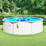 Piscine hors sol acier ronde / circulaire 460x120cm paroi blanc revtement liner pvc bleu rsistant durable ...