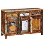 Vidaxl placard vintage avec 3 tiroirs 3 portes bois massif rcupr