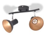 Vidaxl plafonnier 2 ampoules e27 noir doré lampe de plafond eclairage lustre 244409 Vidaxl plafonnier 2 ampoules e27 noir doré lampe de plafond eclairage lustre 244409