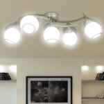 Plafonnier avec abat - jour en verre 5 ampoules e14 240987
