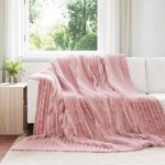 Vidaxl plaid / couverture rose 240 x 220 cm - polaire doux l�ger et portable