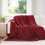Vidaxl plaid couverture rouge bordeaux 240 x 220 cm en microfibre fleece