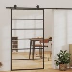Vidaxl porte coulissante verre esg et aluminium 102x205 cm noir, 102 x 205 cm (l x h), 29. 22kg