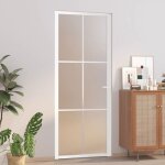 Vidaxl porte intrieure 83x201, 5 cm blanc verre mat et aluminium 350581