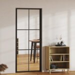 Vidaxl porte intrieure verre esg et aluminium 83x201, 5 cm noir 151203