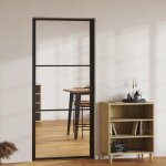 Vidaxl porte intrieure verre esg et aluminium 93x201, 5 cm noir 151200