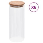 Pots de conservation - vidaxl - 6 pcs - verre - couvercle en bambou - 1000 ml