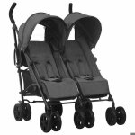 Vidaxl poussette à deux places, anthracite acier Vidaxl poussette à deux places, anthracite acier
