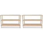 Vidaxl range - chaussures  3 tagres 2 pcs bois de sapin solide